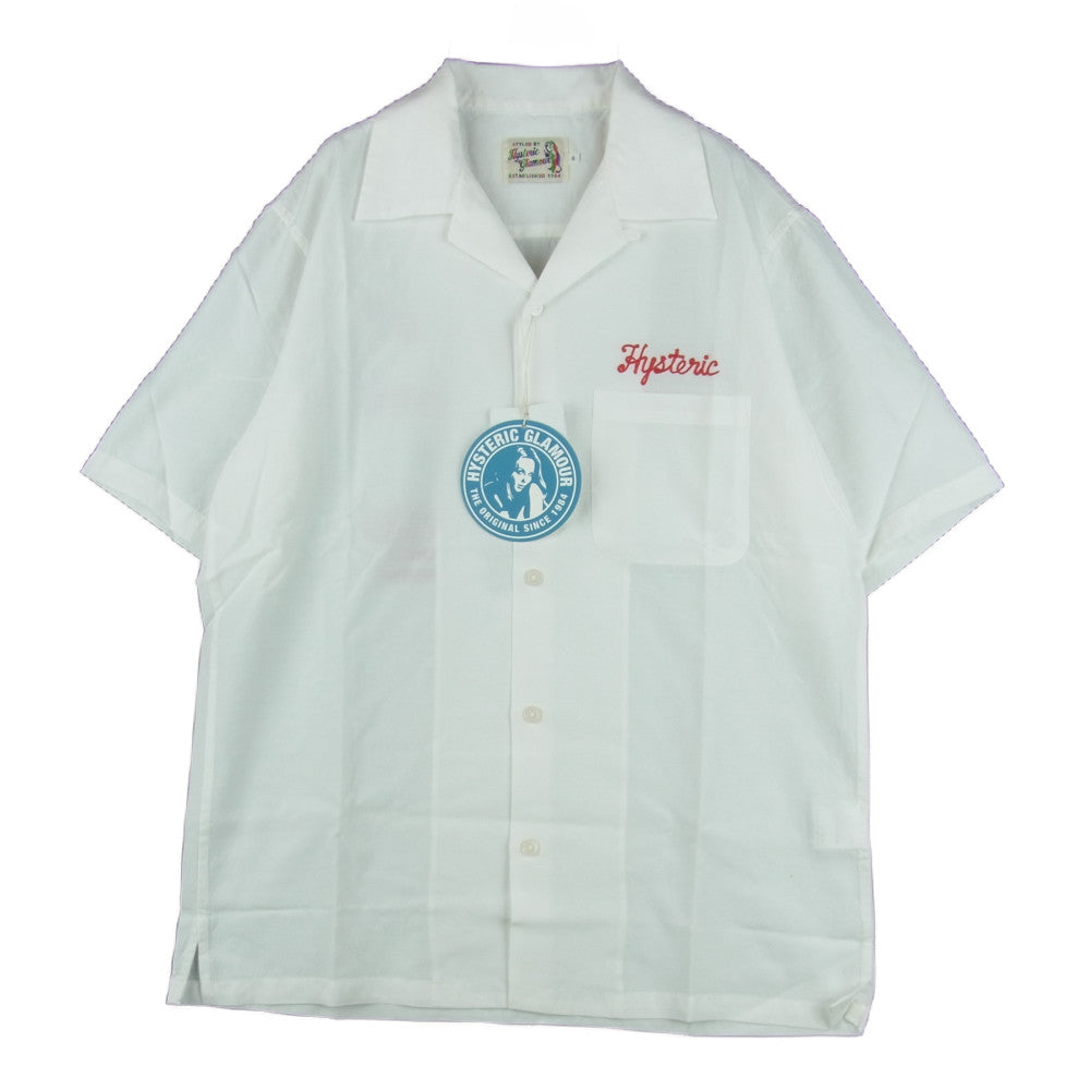 HYSTERIC GLAMOUR ヒステリックグラマー 02202AH07 MEMBERS ONLY 刺繍 ボーリング 半袖 シャツ ホワイト系 S【新古品】【未使用】【中古】