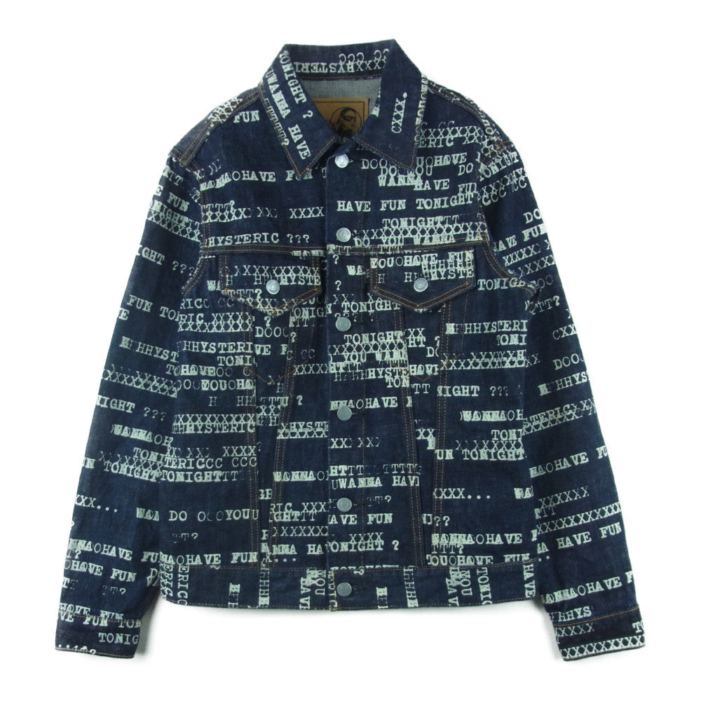 HYSTERIC GLAMOUR ヒステリックグラマー 06221AB01 HAVE FUN TYPE LOGO柄 デニム ジャケット インディゴブルー系 S【美品】【中古】