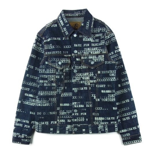 HYSTERIC GLAMOUR ヒステリックグラマー 06221AB01 HAVE FUN TYPE LOGO柄 デニム ジャケット インディゴブルー系 S【美品】【中古】