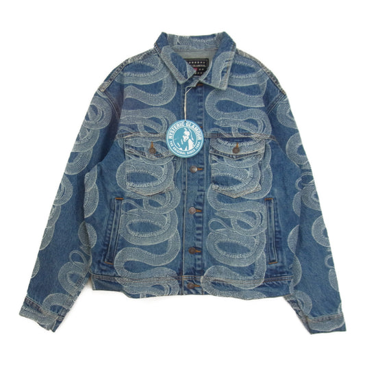 Supreme シュプリーム 21SS × HYSTERIC GLAMOUR ヒステリックグラマー Snake Denim Trucker Jacket スネーク デニム トラッカー ジャケット インディゴブルー系 S【新古品】【未使用】【中古】