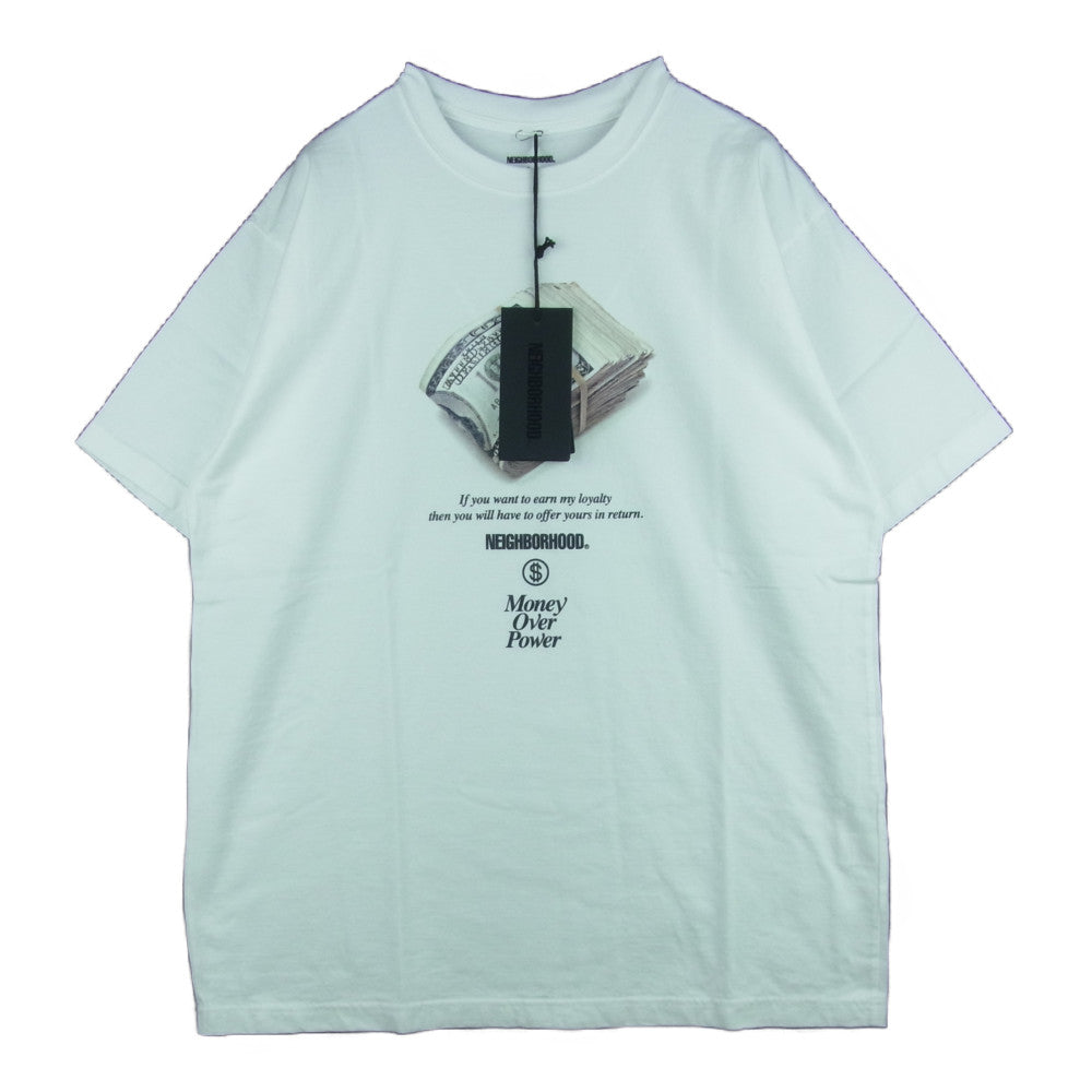 NEIGHBORHOOD ネイバーフッド 21AW 202PCNH-ST01 T-SHIRT C-TEE プリント 半袖 Tシャツ ホワイト系 L【新古品】【未使用】【中古】