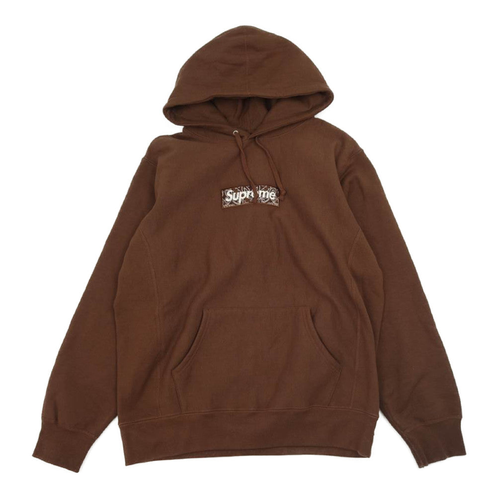 Supreme シュプリーム 19AW Bandana Box Logo Hooded Sweatshirt バンダナ ボックス ロゴ フーデット スウェット シャツ パーカー ブラウン系 L【極上美品】【中古】