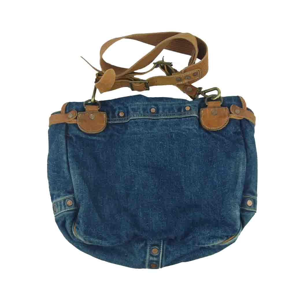 RRL ダブルアールエル 41381 DENIM-LEATHER MAIL BAG レザー デニム ショルダー バッグ インディゴブルー系【中古】