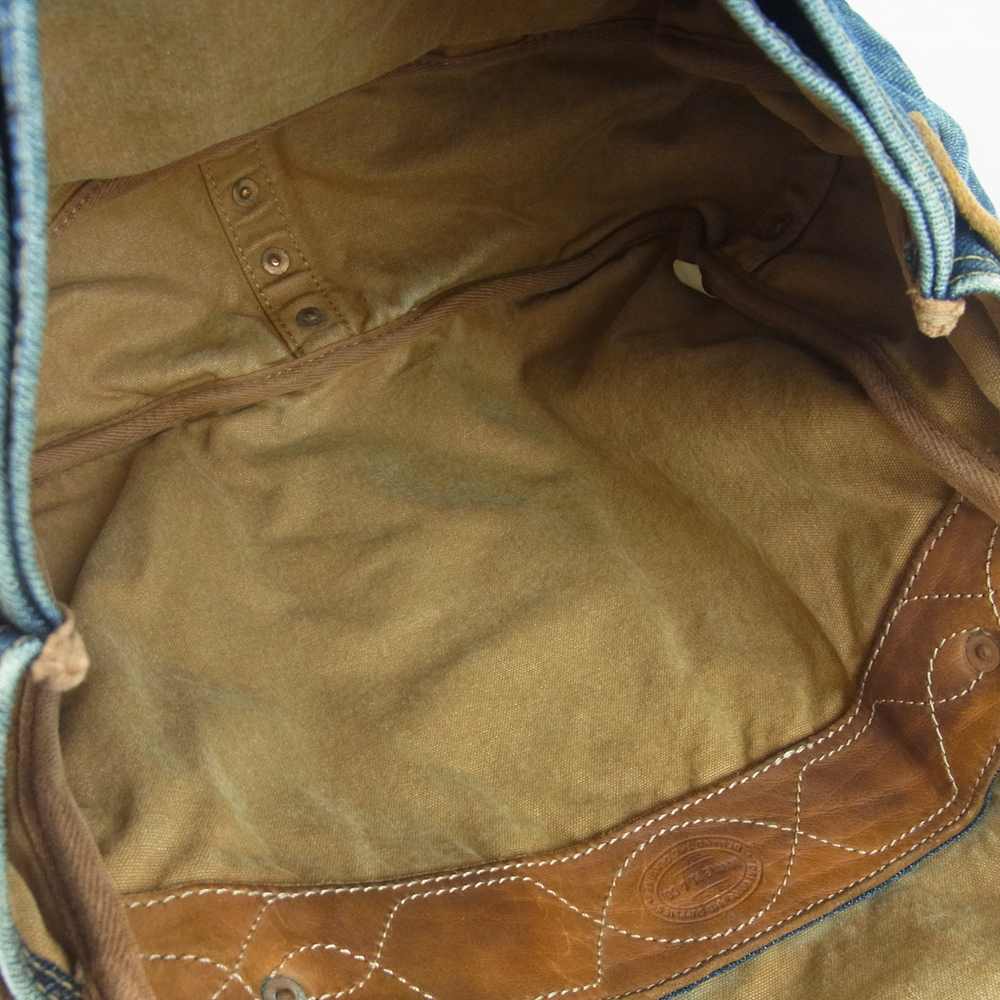 RRL ダブルアールエル 41381 DENIM-LEATHER MAIL BAG レザー デニム ショルダー バッグ インディゴブルー系【中古】