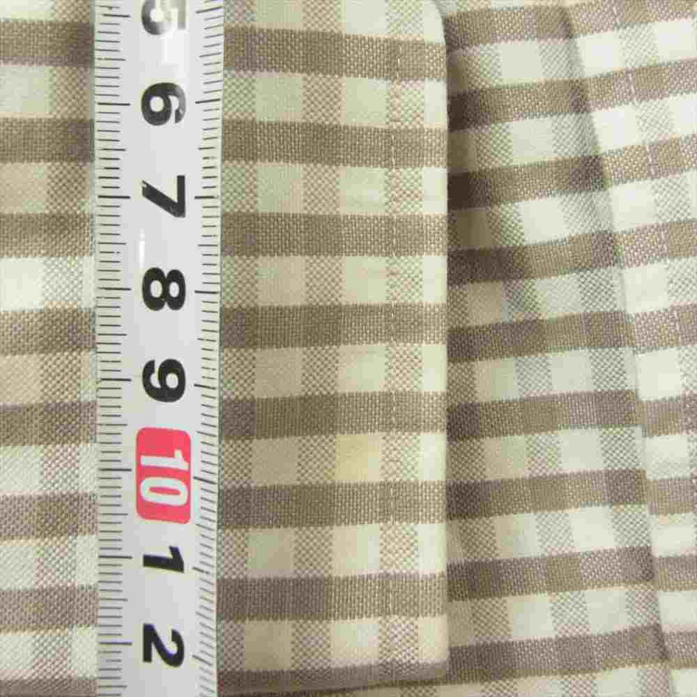 THOM BROWNE トムブラウン 国内正規品 ギンガムチェック 袖ライン ボタンダウン 長袖 シャツ ベージュ系 ホワイト系 2【中古】