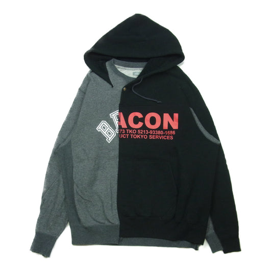 kolor カラー 21WBM-T06234 BEACON ビーコン 21AW 起毛 裏毛切替 ドッキング スウェット パーカー フーディ ブラック系 グレー系 3【中古】