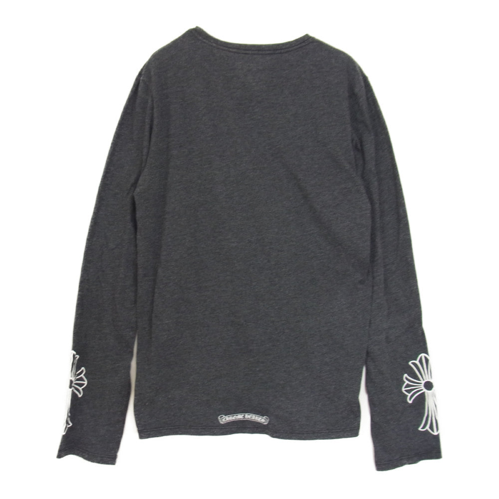 CHROME HEARTS クロムハーツ（原本無） 国内正規品 CHクロス アームプリント クルーネック 長袖 Tシャツ カットソー グレー系 M【中古】