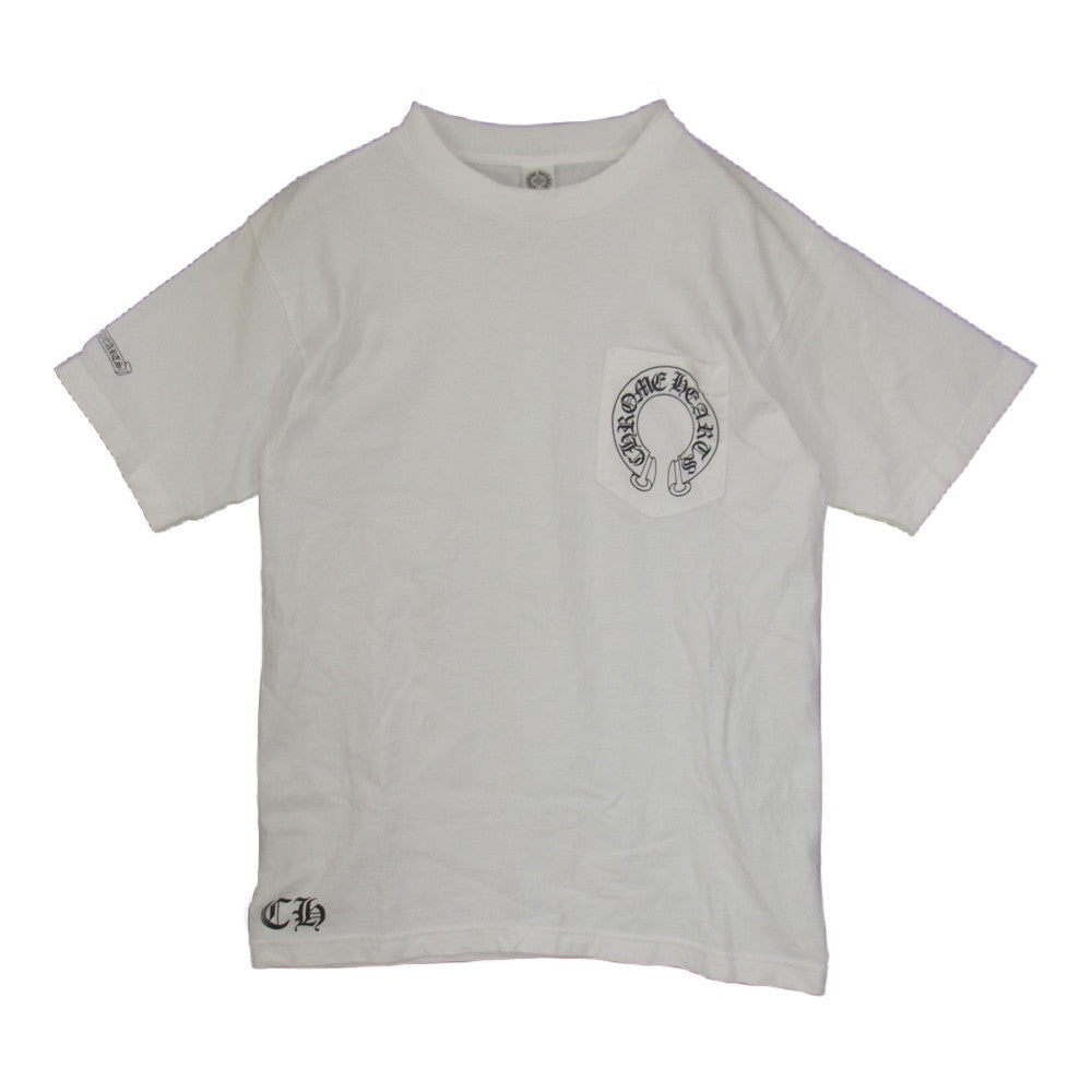 CHROME HEARTS クロムハーツ（原本無） 国内正規品 スクロールラベル CHプラス クロスプリント ポケット付き 半袖 Tシャツ ホワイト系 M【中古】