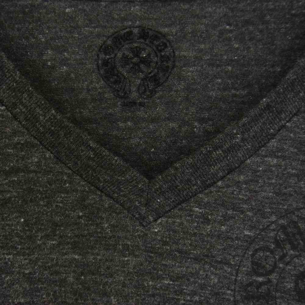 CHROME HEARTS クロムハーツ（原本無） 国内正規品 星条旗 ホースシュー ダガー プリント Vネック 半袖 Tシャツ グレー系 XL【中古】