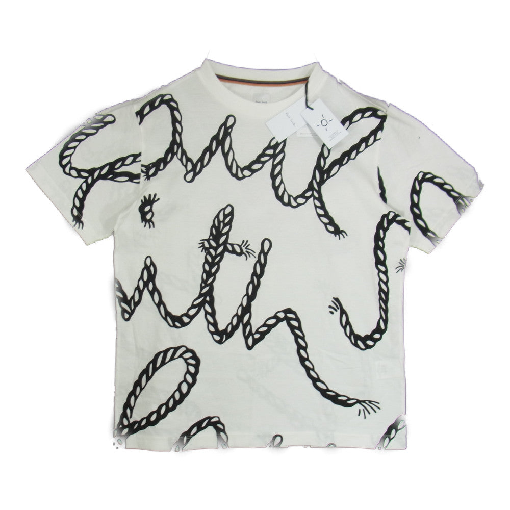 Paul Smith ポール・スミス 国内正規品 縄柄 ロープロゴ プリント 半袖 Tシャツ カットソー ホワイト系 M【新古品】【未使用】【中古】