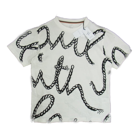 Paul Smith ポール・スミス 国内正規品 縄柄 ロープロゴ プリント 半袖 Tシャツ カットソー ホワイト系 M【新古品】【未使用】【中古】