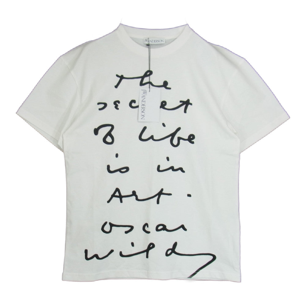 ジェイダブリューアンダーソン OSCAR WILDE QOUTE RELAXED FIT TEE スローガン ロゴ 半袖 Tシャツ カットソー ホワイト系 XS【新古品】【未使用】【中古】