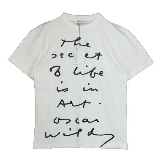 ジェイダブリューアンダーソン OSCAR WILDE QOUTE RELAXED FIT TEE スローガン ロゴ 半袖 Tシャツ カットソー ホワイト系 XS【新古品】【未使用】【中古】