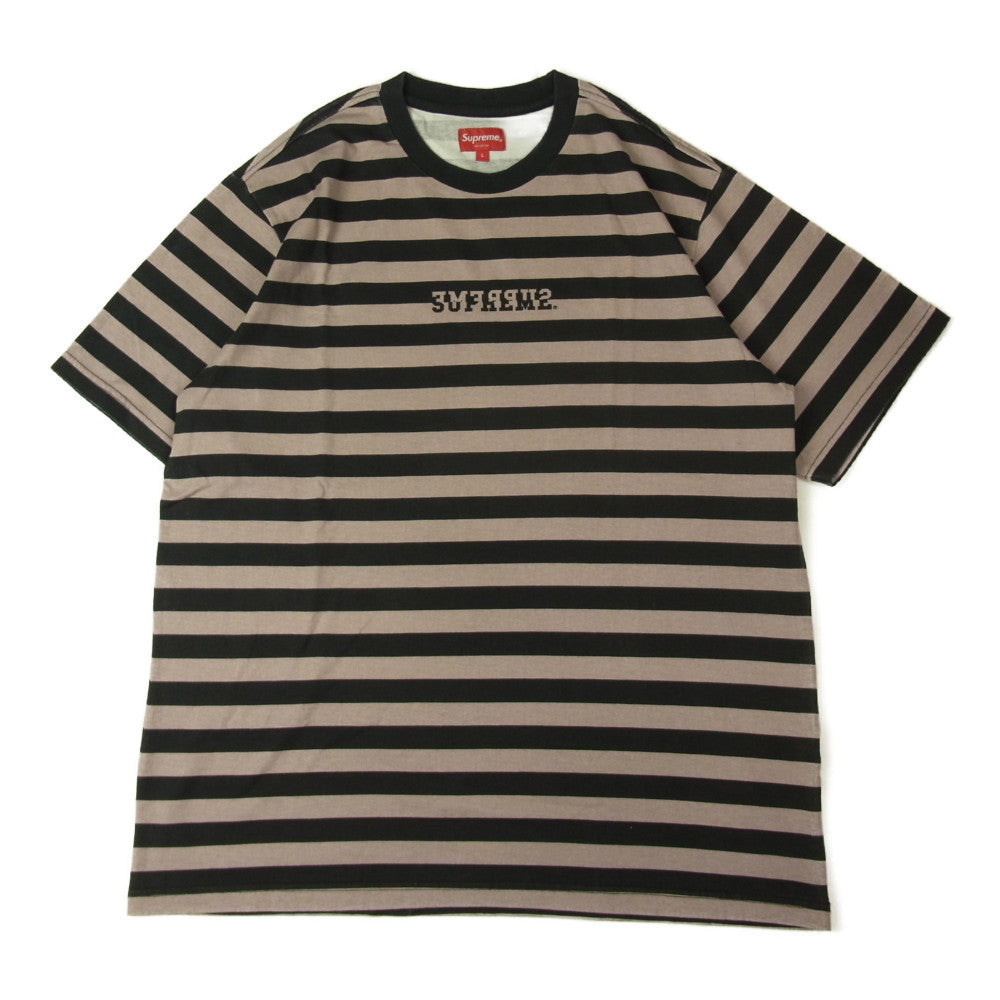 Supreme シュプリーム 22SS Reverse Stripe S/S リバース ストライプ Tシャツ ブラック系 ブラウン系 L【新古品】【未使用】【中古】