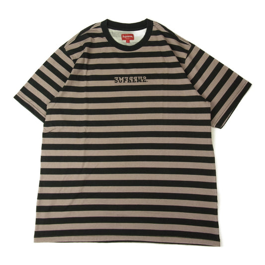 Supreme シュプリーム 22SS Reverse Stripe S/S リバース ストライプ Tシャツ ブラック系 ブラウン系 L【新古品】【未使用】【中古】
