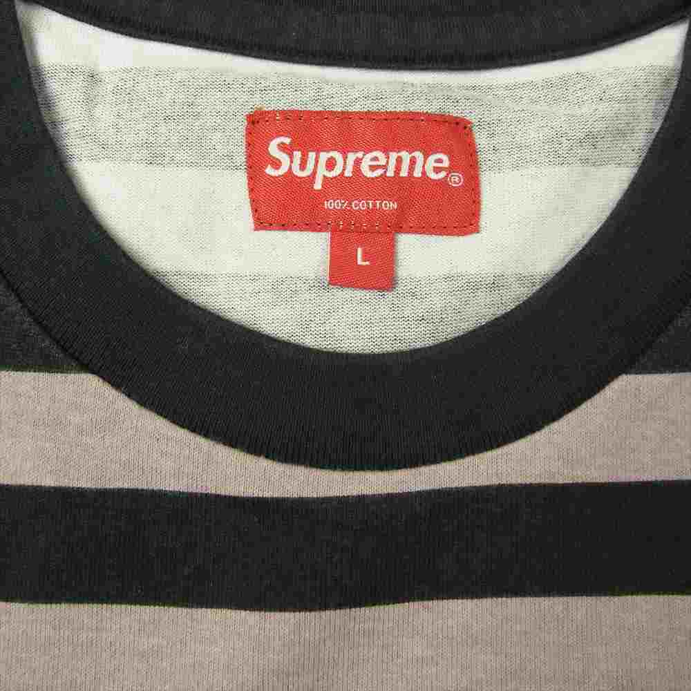 Supreme シュプリーム 22SS Reverse Stripe S/S リバース ストライプ Tシャツ ブラック系 ブラウン系 L【新古品】【未使用】【中古】