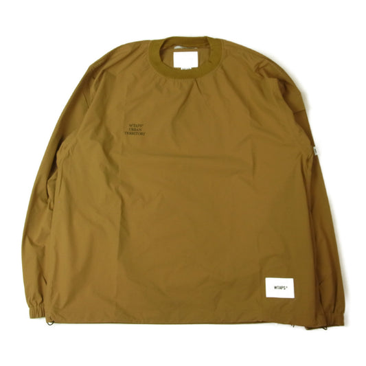 WTAPS ダブルタップス 22SS 221BRDT-SHM04 Smock L/S poly ripstop 2WAY ストレッチ リップストップ クルーネック プルオーバー シャツ ベージュ系 3【新古品】【未使用】【中古】