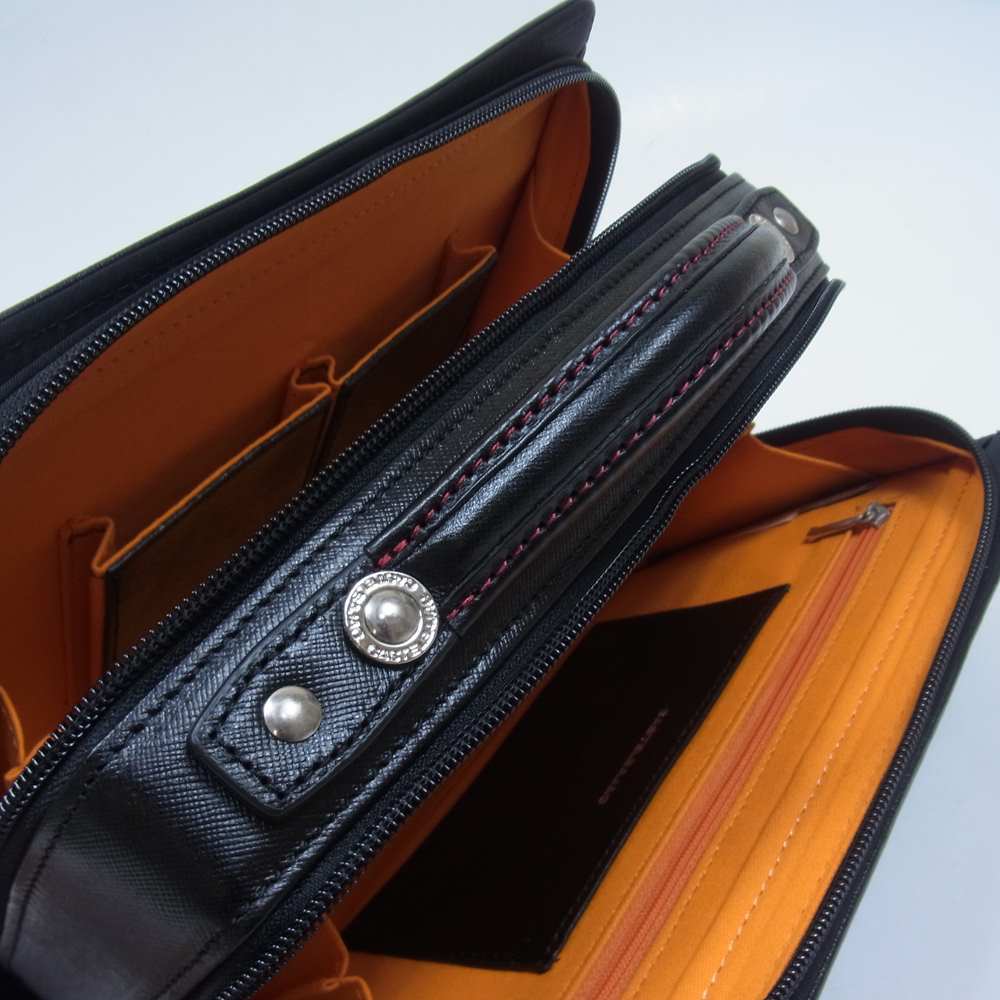 カステルバジャック 071202 レザー セカンド バッグ ブラック系【新古品】【未使用】【中古】