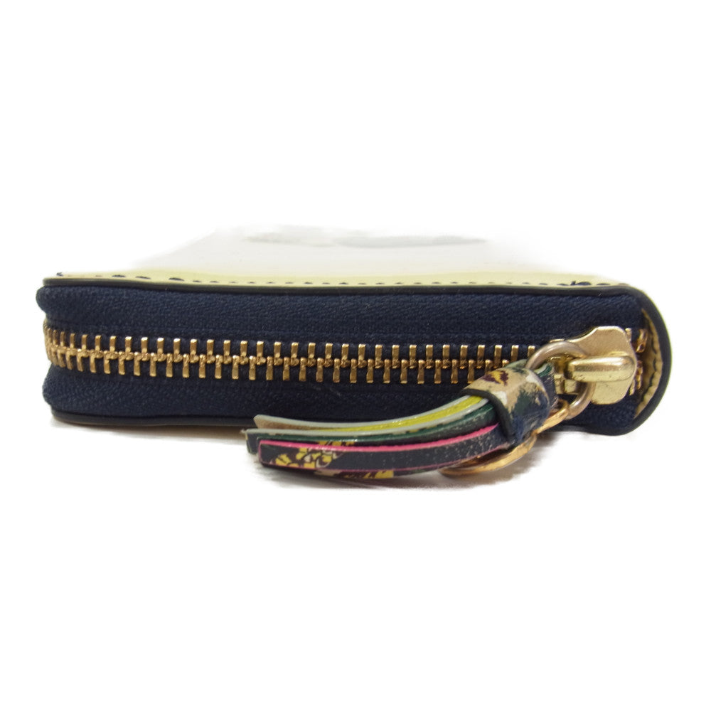 Tory Burch トリーバーチ パテントレザー ペギー ザ ピッグ ブタ 豚 コンチネンタル ウォレット オフホワイト系【中古】