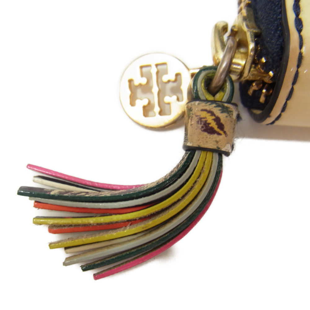 Tory Burch トリーバーチ パテントレザー ペギー ザ ピッグ ブタ 豚 コンチネンタル ウォレット オフホワイト系【中古】