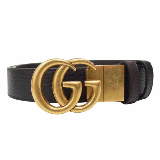 GUCCI グッチ 643847 CAO2T 1062 ダブルGバックル リバーシブル レザー ベルト ブラウン系【中古】