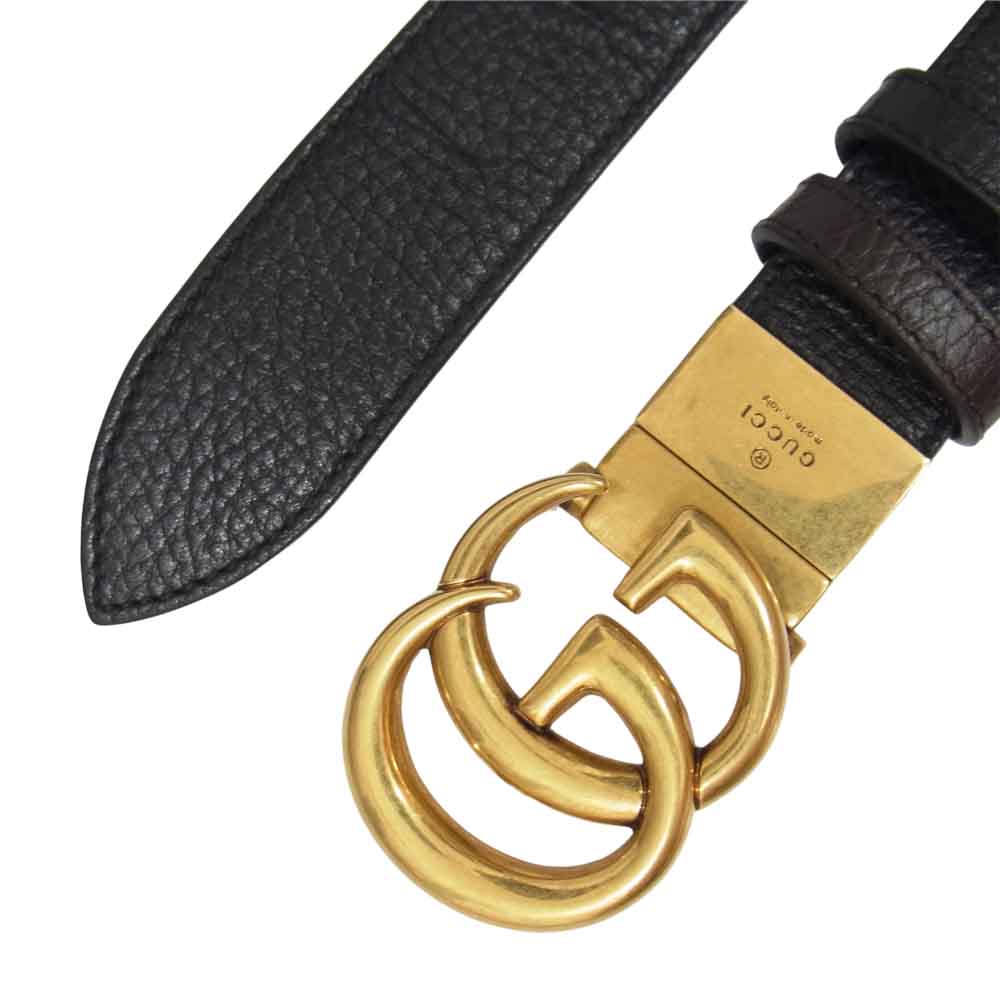 GUCCI グッチ 643847 CAO2T 1062 ダブルGバックル リバーシブル レザー ベルト ブラウン系【中古】