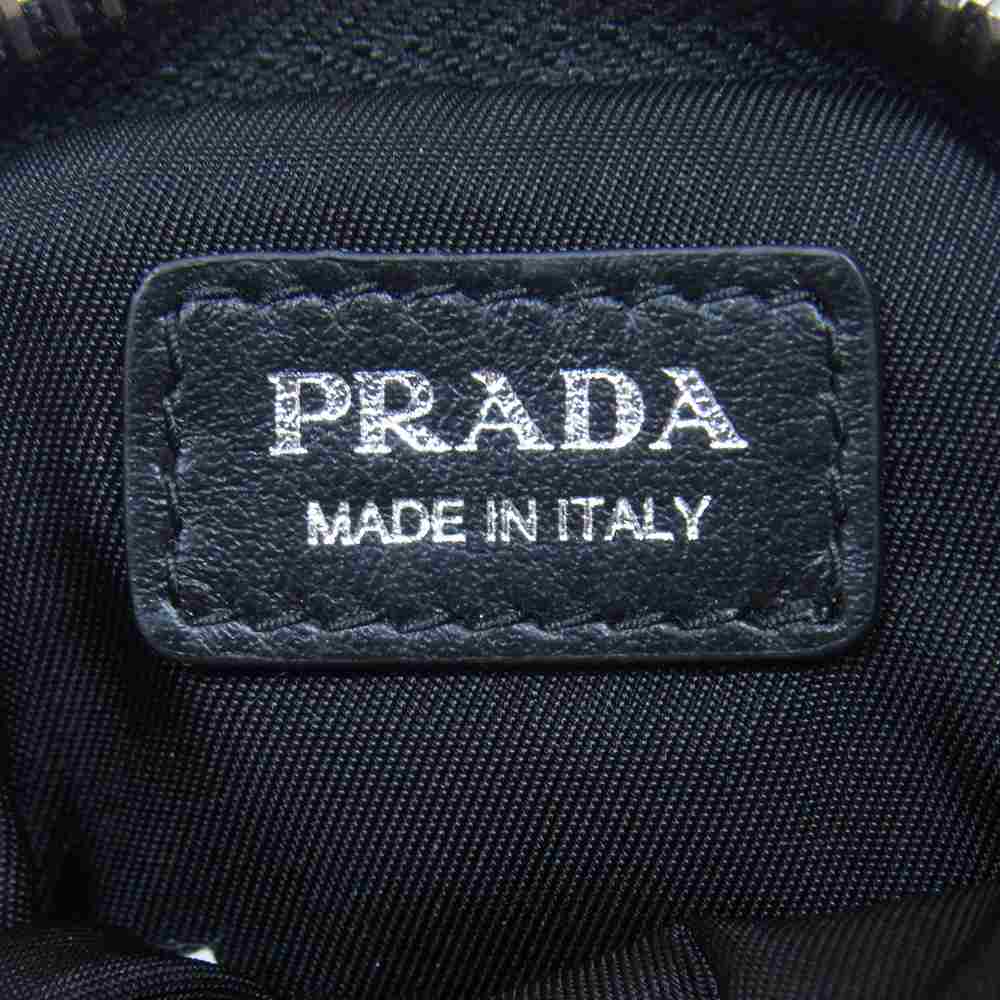 PRADA プラダ 20SS 1ZT001 ナイロンポーチ  ロゴプレート ネックストラップ スマホケース ブラック系【美品】【中古】