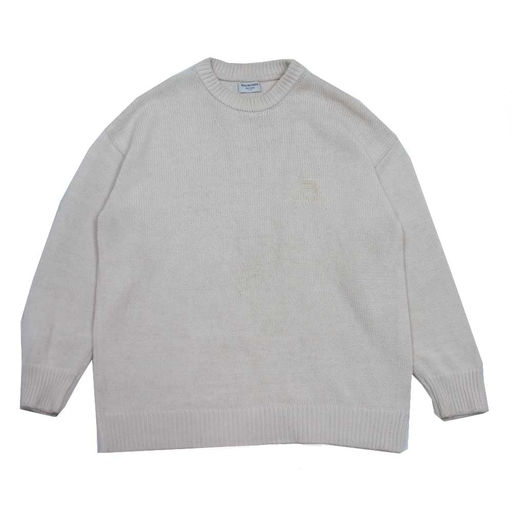 BALENCIAGA バレンシアガ 683303 SPORTY B スポーティ ロゴ刺繍 ニット セーター アイボリー系 XS【中古】