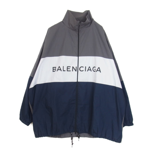 BALENCIAGA バレンシアガ 国内正規品 508901 TWB13 ロゴ ポプリンシャツ トラックジャケット グレー系 38【中古】