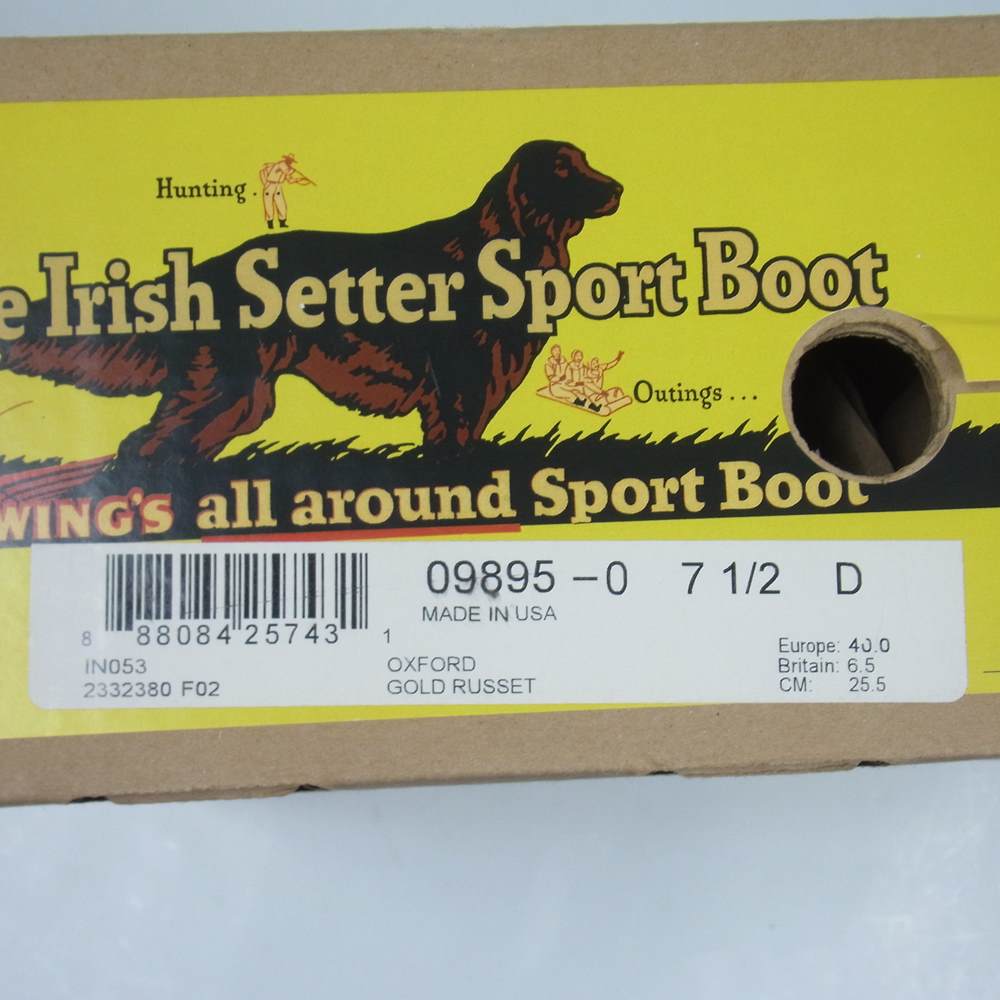 RED WING レッドウィング 9895 Irish Seter Oxford アイリッシュ セッター オックスフォード ゴールドラセット セコイア 犬タグ 復刻 モックトゥ ブーツ ブラウン系 7.5D【中古】