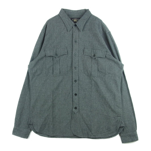 RRL ダブルアールエル 長袖 ワーク シャツ ごま塩 コットン 中国製 グレー系 XL【美品】【中古】