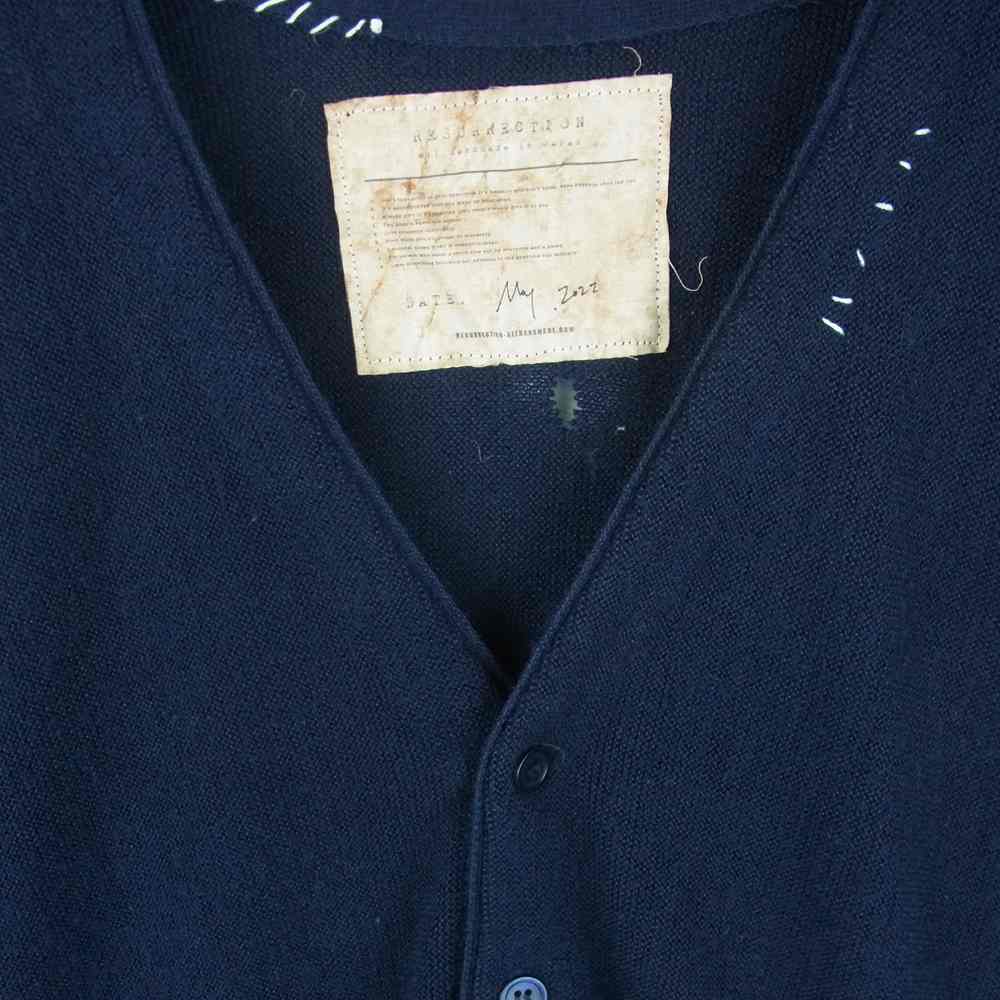リザレクション Vintage damage knit cardigan ヴィンテージ ダメージ カーディガン ダークネイビー系【新古品】【未使用】【中古】