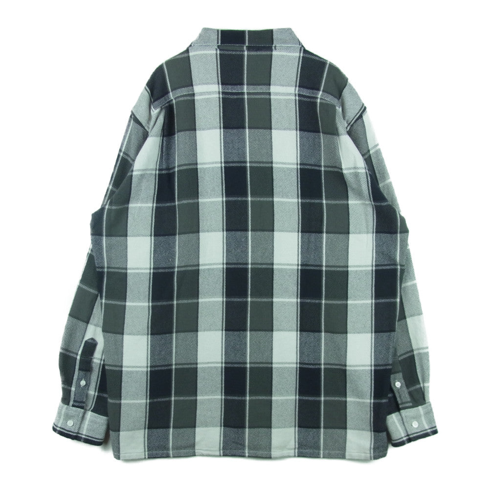 シークエル 21SS SQ-21SS-SH-02 NEL CHECK SHIRT オープンカラー チェック 長袖 ネル シャツ グレー系 XL【美品】【中古】