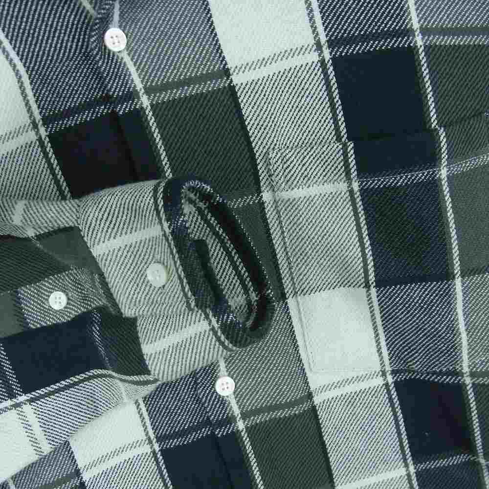 シークエル 21SS SQ-21SS-SH-02 NEL CHECK SHIRT オープンカラー チェック 長袖 ネル シャツ グレー系 XL【美品】【中古】
