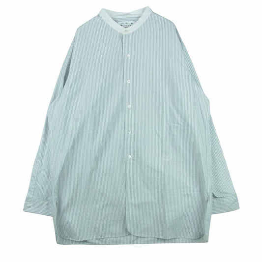 MAISON MARGIELA メゾンマルジェラ 国内正規品 ジャパンタグ S50DL0462 S53767 バンドカラー ダブルカフス 長袖 シャツ グレー系 ホワイト系 42【中古】