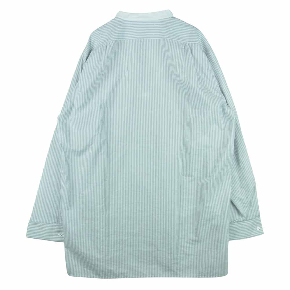 MAISON MARGIELA メゾンマルジェラ 国内正規品 ジャパンタグ S50DL0462 S53767 バンドカラー ダブルカフス 長袖 シャツ グレー系 ホワイト系 42【中古】