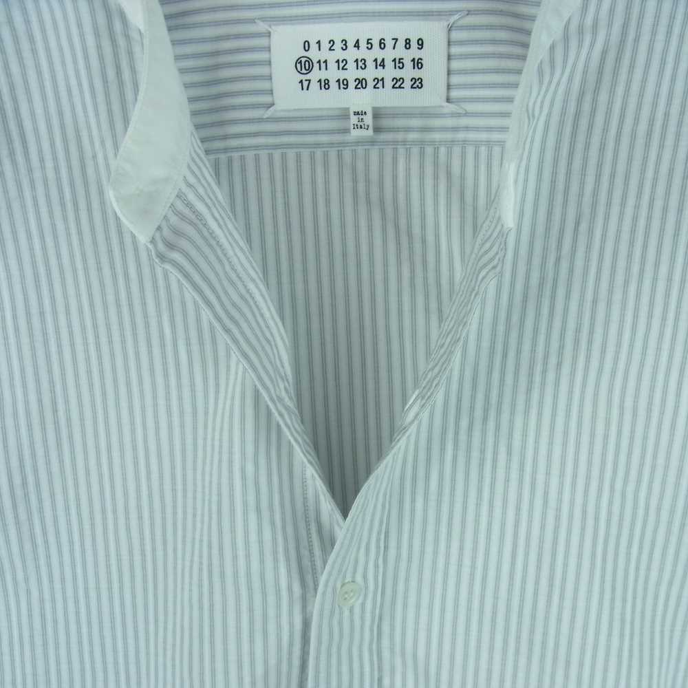 MAISON MARGIELA メゾンマルジェラ 国内正規品 ジャパンタグ S50DL0462 S53767 バンドカラー ダブルカフス 長袖 シャツ グレー系 ホワイト系 42【中古】