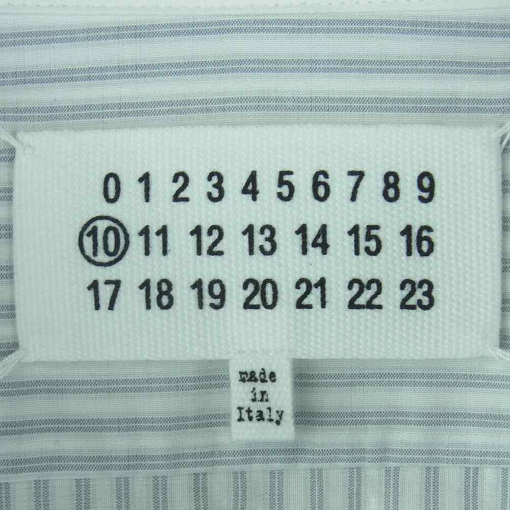 MAISON MARGIELA メゾンマルジェラ 国内正規品 ジャパンタグ S50DL0462 S53767 バンドカラー ダブルカフス 長袖 シャツ グレー系 ホワイト系 42【中古】