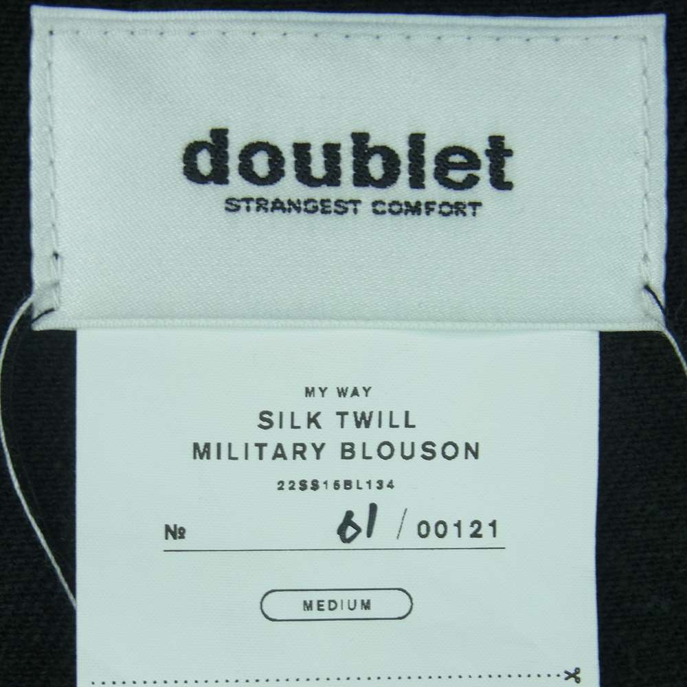 ダブレット 22SS 22ss15bl134 SILK TWILL MILITARY BLOUSON シルク ツイル ミリタリー ブルゾン ジャケット ブラック系 M【中古】