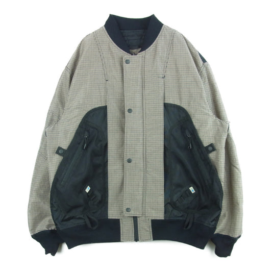 JUNYA WATANABE COMME des GARCONS MAN ジュンヤワタナベコムデギャルソンマン 22SS WI-J101 Karrimor カリマー ラミーナイロン先染チェック リュックドッキング リバーシブル ブルゾン ジャケット ブラウン系 グレー系 L【美品】【中古】