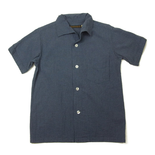 FULLCOUNT フルカウント Italian Collar Resort Shirts イタリアンカラー リゾート シャツ ネイビー系 36【中古】