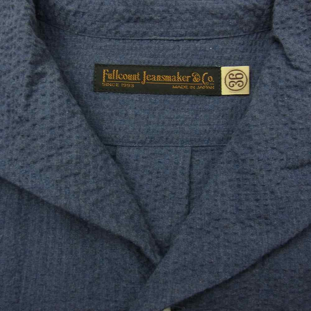 FULLCOUNT フルカウント Italian Collar Resort Shirts イタリアンカラー リゾート シャツ ネイビー系 36【中古】