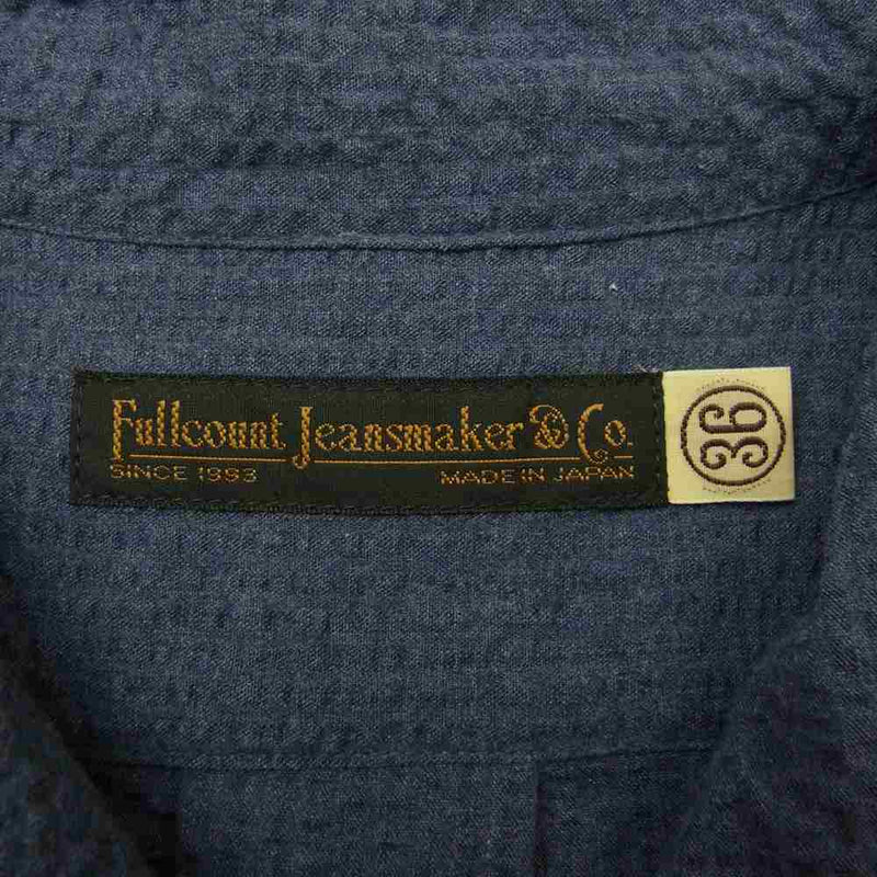 FULLCOUNT フルカウント Italian Collar Resort Shirts イタリアンカラー リゾート シャツ ネイビー系 36【中古】