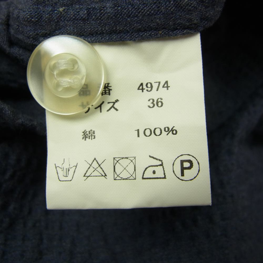FULLCOUNT フルカウント Italian Collar Resort Shirts イタリアンカラー リゾート シャツ ネイビー系 36【中古】