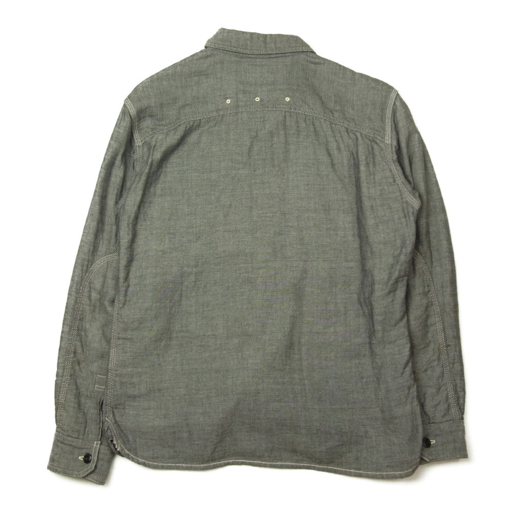 R.J.B アールジェイビー STEADY BLUE フラットヘッド 2重織り シャンブレー ワーク 長袖シャツ インディゴブルー系 38【中古】