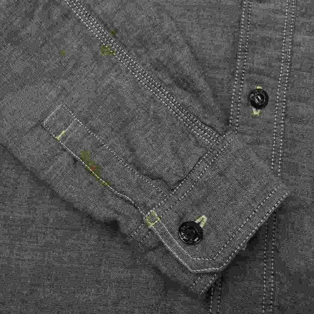 R.J.B アールジェイビー STEADY BLUE フラットヘッド 2重織り シャンブレー ワーク 長袖シャツ インディゴブルー系 38【中古】