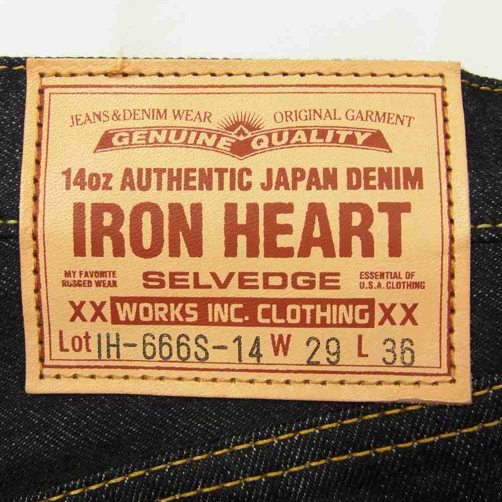 IRON HEART アイアンハート IH-666S-14 14oz セルビッチ デニム パンツ ストレート インディゴブルー系 29【極上美品】【中古】