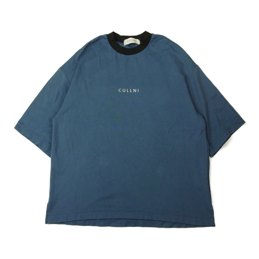 クルニ 21SS 21-SS-065 STUDIOS ステュディオス 別注 ロゴ刺繍 クルーネック レーヨン 半袖 Tシャツ ネイビー系 1【中古】