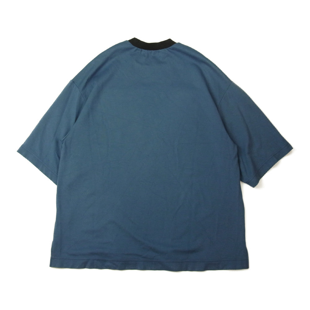 クルニ 21SS 21-SS-065 STUDIOS ステュディオス 別注 ロゴ刺繍 クルーネック レーヨン 半袖 Tシャツ ネイビー系 1【中古】