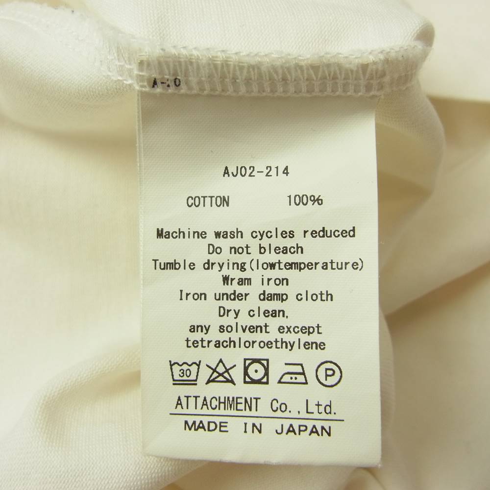 ATTACHMENT アタッチメント AJ02-214 60/2 GIZA SILKY CREW NECK TEE ギザ シルキー クルーネック 半袖 Tシャツ ホワイト系 2【中古】
